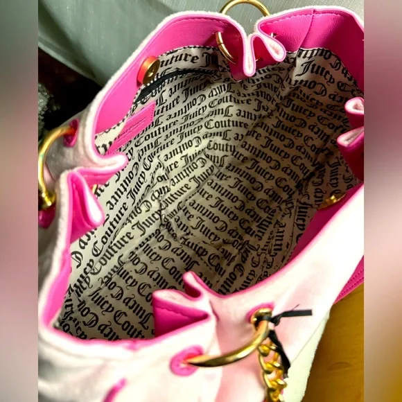 NEW Juicy Couture Juicy Kingdom Pink Velour Tote - Picture 8 of 9